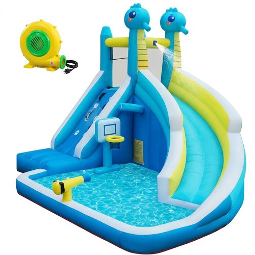 HEMOPOW Seahorse 5-in-1 Inflatable Water Slide with climbing wall and water cannon